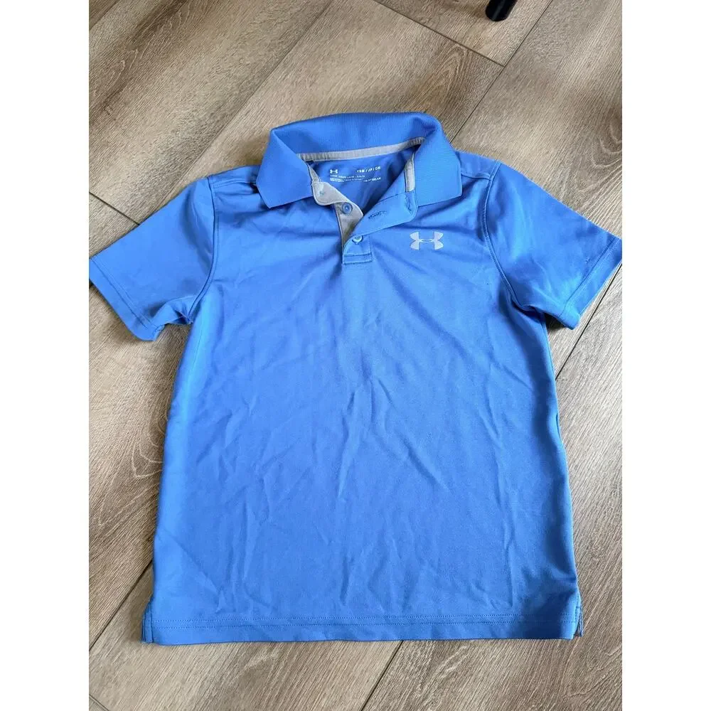 Under Armour Youth Small Blue Heat Gear Golf Polo